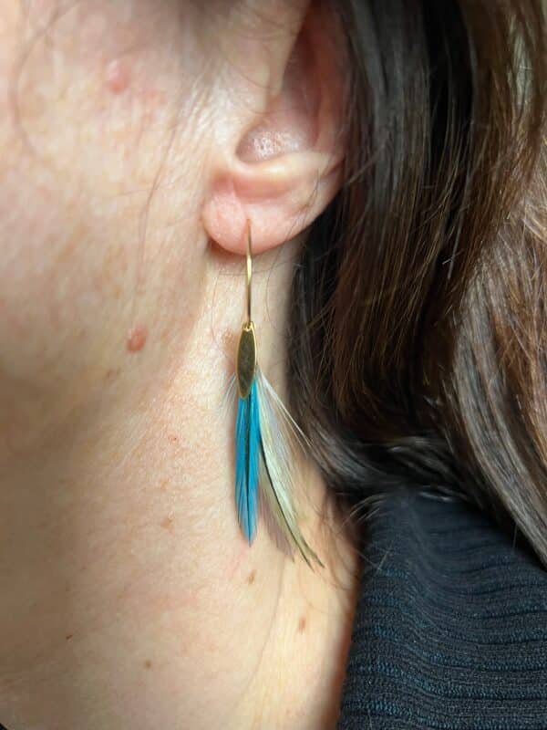 Créoles dorées plumes de coq Saturne